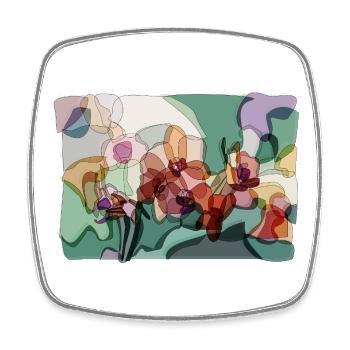 Abstract Orchids | Zen Floral Illustration - Square fridge magnet - white - Front