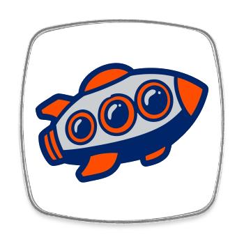 Space Rocket Illustration - Square fridge magnet - white - Front