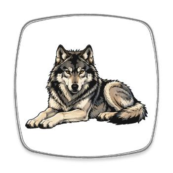 Wolf Wildlife - Square fridge magnet - white - Front