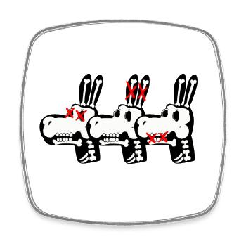 Three bones donkeys - Square fridge magnet - white - Front