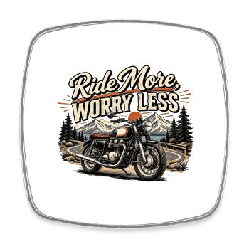 Ride More, Worry Less Motorcycle - Square fridge magnet - white - Front