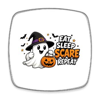 Halloween eat, sleep, scare, repeat - Square fridge magnet - white - Front