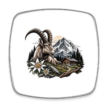 Summit trestle in the alpine forest - Square fridge magnet - white - Front