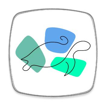 Lineart turtle with color background - Square fridge magnet - white - Front