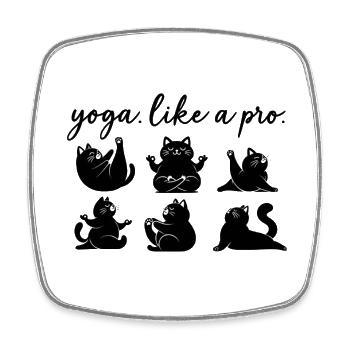 Yoga Cats Drôle Chat Yoga comme un pro - Magnet carré - blanc - Devant