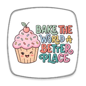 Cupcake sucré - Magnet carré - blanc - Devant