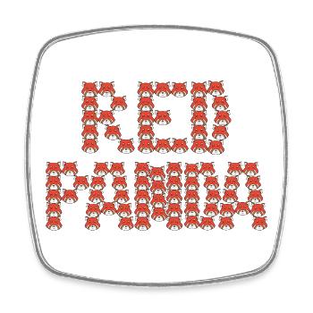 Typographie du panda rouge de dessins animés - Magnet carré - blanc - Devant