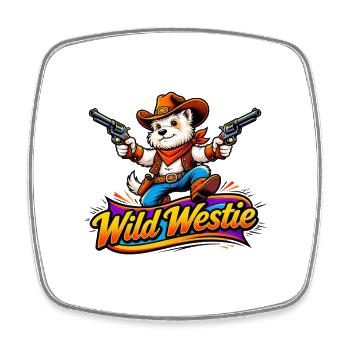 Wild Westie Cowboy Design (Design Original) - Magnet carré - blanc - Devant