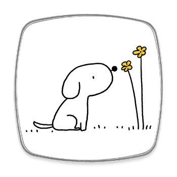 Silhouette minimale des fleurs jaunes - Magnet carré - blanc - Devant