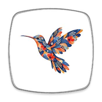 Colibri à motif floral - Magnet carré - blanc - Devant