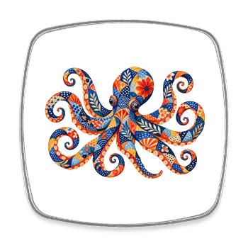 Patchwork Octopus Color Magic - Square fridge magnet - white - Front