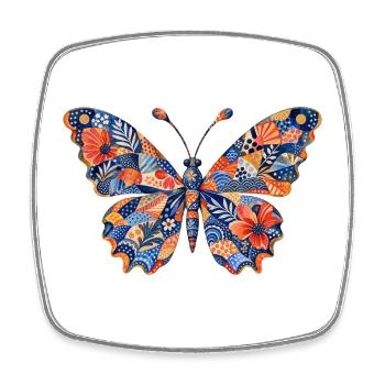 Patchwork Butterfly Pattern - Square fridge magnet - white - Front