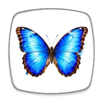 Aquarell von Blue Morpho Butterfly Morpho Art - Viereckiger Kühlschrankmagnet - Weiß - Vorne