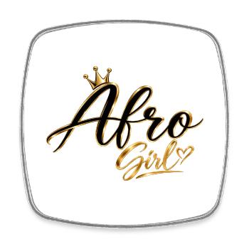 Afro Girl Gold Crown - Square fridge magnet - white - Front