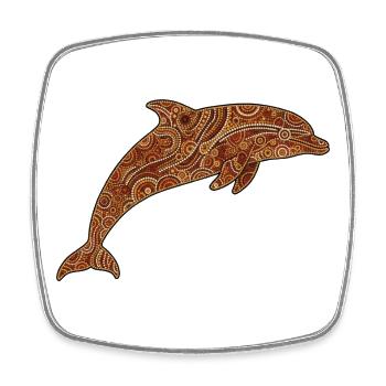 Delfin_braun - Viereckiger Kühlschrankmagnet - Weiß - Vorne