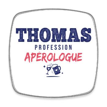 Thomas Aperologue – Humor Apéro - Viereckiger Kühlschrankmagnet - Weiß - Vorne