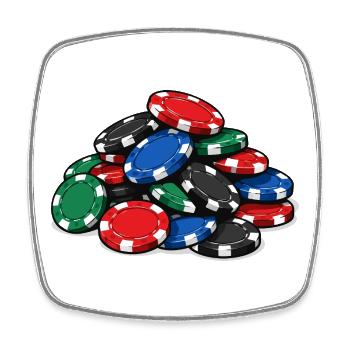 Pokerchips Pyramide Motiv - Viereckiger Kühlschrankmagnet - Weiß - Vorne