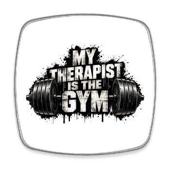 Mein Therapeut ist das Fitnessstudio - Viereckiger Kühlschrankmagnet - Weiß - Vorne