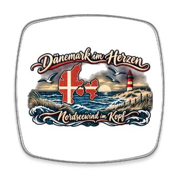 Dänemark im Herzen – Nordsee Wind - Viereckiger Kühlschrankmagnet - Weiß - Vorne