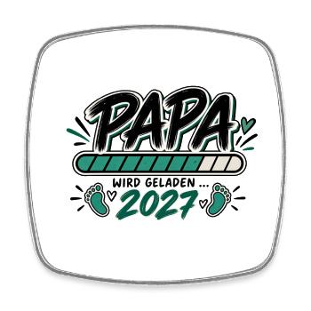 Papa wird geladen 2027 - Geschenk werdender Vater - Viereckiger Kühlschrankmagnet - Weiß - Vorne