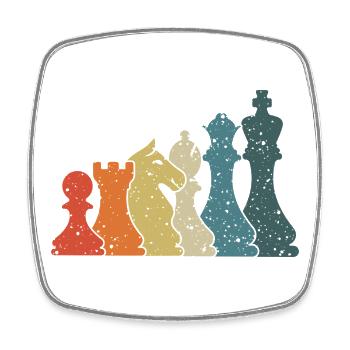 Vintage Schach Grafik Schachfiguren Schachspieler - Viereckiger Kühlschrankmagnet - Weiß - Vorne