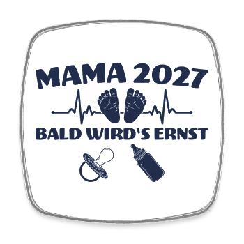 Werdende Mama 2027 Bald wird's ernst - Viereckiger Kühlschrankmagnet - Weiß - Vorne
