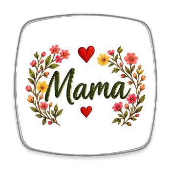 Watercolor Floral Mama Cute Mother's Day T-Shirt - Viereckiger Kühlschrankmagnet - Weiß - Vorne
