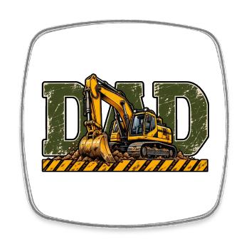 Dad Bagger – Geschenk für Baggerfahrer - Viereckiger Kühlschrankmagnet - Weiß - Vorne