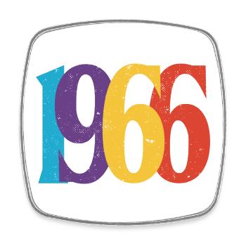Geburtstag 1966 Geboren 1966 Vintage-Retro-Geschenk - Viereckiger Kühlschrankmagnet - Weiß - Vorne
