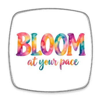 Bloom at your pace – Bunter Aquarell-Spruch - Viereckiger Kühlschrankmagnet - Weiß - Vorne
