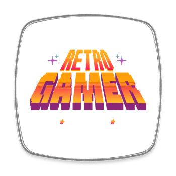 Retro Gamer Press Start Gaming Zocker Geschenk    - Viereckiger Kühlschrankmagnet - Weiß - Vorne