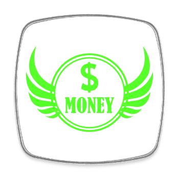 Winged Money Neon - Viereckiger Kühlschrankmagnet - Weiß - Vorne