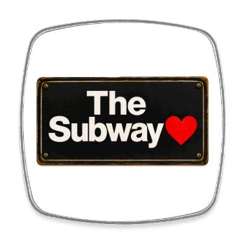 Subway Heart Retro-Schild - Viereckiger Kühlschrankmagnet - Weiß - Vorne