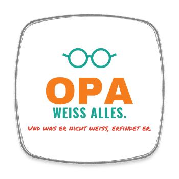 Opa weiß alles – und was nicht, erfindet er - Viereckiger Kühlschrankmagnet - Weiß - Vorne