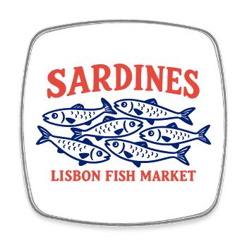 Vintage Lissabonner Fischmarkt Sardinen Portugal - Viereckiger Kühlschrankmagnet - Weiß - Vorne