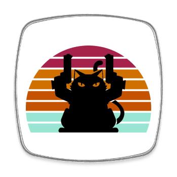 Cat Gun - Viereckiger Kühlschrankmagnet - Weiß - Vorne