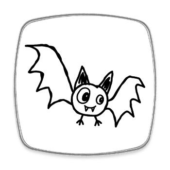 Niedliche Halloween-Fledermaus im Kritzelstil - Viereckiger Kühlschrankmagnet - Weiß - Vorne