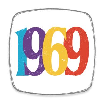 Geboren 1969 Geburtstagsgeschenk Geburtstag 69 - Viereckiger Kühlschrankmagnet - Weiß - Vorne