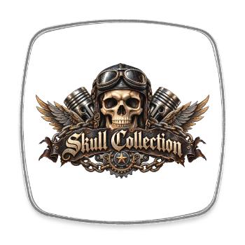 Skull biker biker wings Skull Collection - Viereckiger Kühlschrankmagnet - Weiß - Vorne
