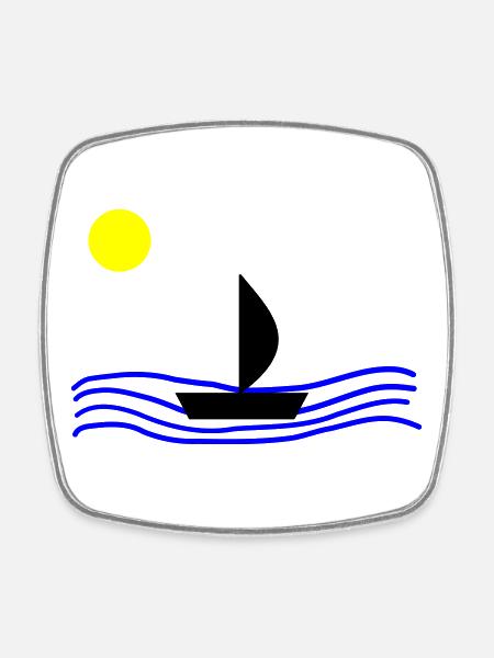 Mit dem Boot auf dem Meer - Viereckiger Kühlschrankmagnet - Weiß
