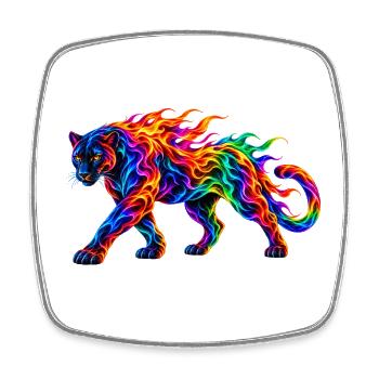 Regenbogen-Brennende Panther - Viereckiger Kühlschrankmagnet - Weiß - Vorne