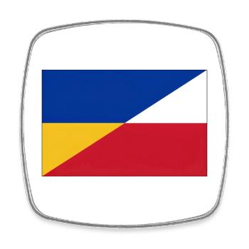 Ukraine-Polnische Flagge – Ukrainische und Polnische Einheit - Viereckiger Kühlschrankmagnet - Weiß - Vorne