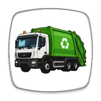 Grüner Müllwagen Recycling - Viereckiger Kühlschrankmagnet - Weiß - Vorne