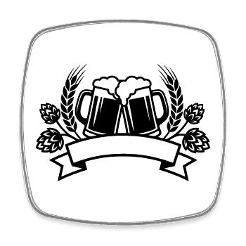 Bierkruege Hopfen Wappen - Viereckiger Kühlschrankmagnet - Weiß - Vorne