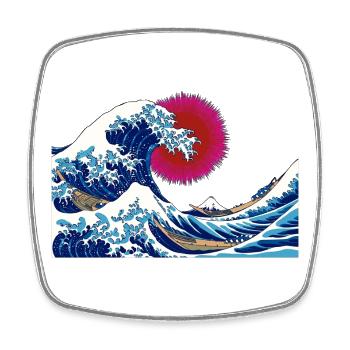 Kanagawa Wave Ukiyoe Sonnenkunst - Viereckiger Kühlschrankmagnet - Weiß - Vorne