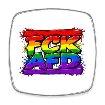 Regenbogen Graffiti AFD Widerstand - Viereckiger Kühlschrankmagnet - Weiß - Vorne