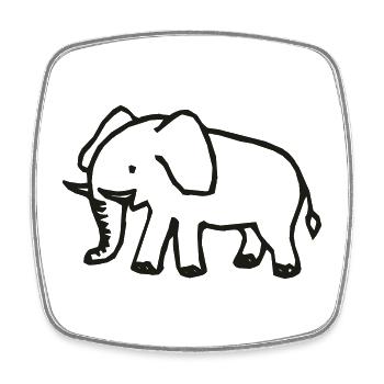 Elefant - Viereckiger Kühlschrankmagnet - Weiß - Vorne