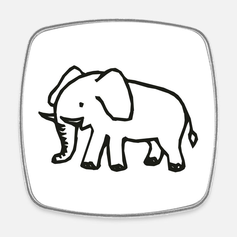 Elefant - Viereckiger Kühlschrankmagnet - Weiß