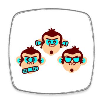 three wise monkeys - Square fridge magnet - white - Front