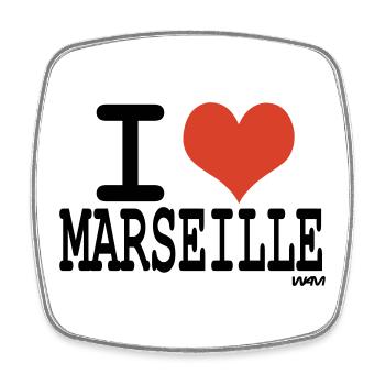 i love Marseille - couleurs personnalisables - Magnet carré - blanc - Devant